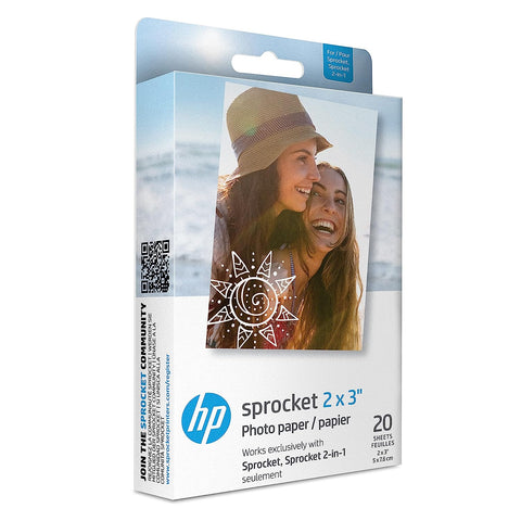 HP Sprocket Portable Photo Printer, (2x3-inch), Sticky-Backed 20 Sheets